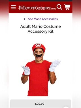 Mario Bross Custom, Nintendo Red Mario Hat and White Gloves